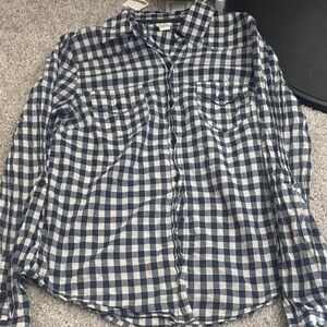 Forever 21 Blue and White Checkered Short Sleeve Top